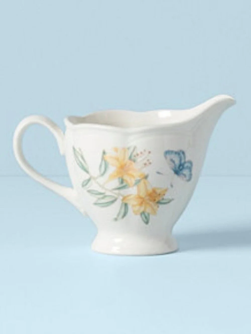 Lenox Butterfly Meadow Floral Porcelain Creamer Pitcher, EUC, Pink, Yellow, Blue